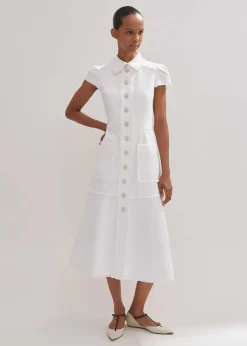 Cotton-Blend Fringed Midi Dress