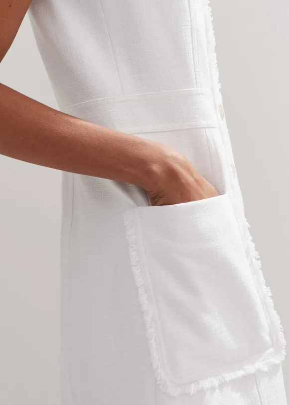 Cotton-Blend Fringed Midi Dress