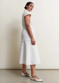 Cotton-Blend Fringed Midi Dress