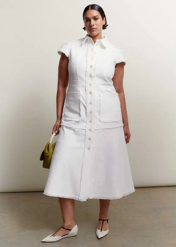 Cotton-Blend Fringed Midi Dress
