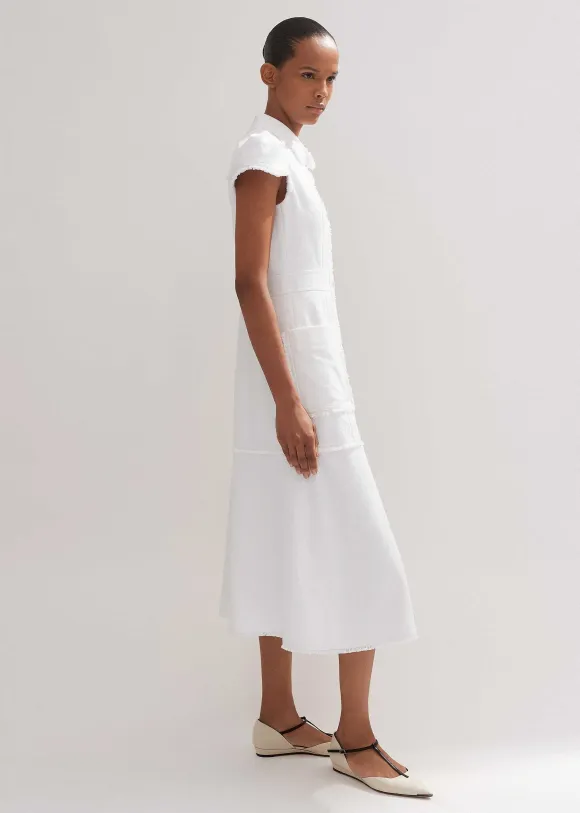 Cotton-Blend Fringed Midi Dress