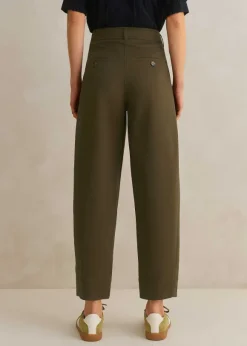 Cotton-Blend Tapered Pleat Trouser