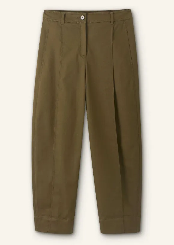 Cotton-Blend Tapered Pleat Trouser