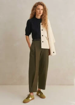 Cotton-Blend Tapered Pleat Trouser