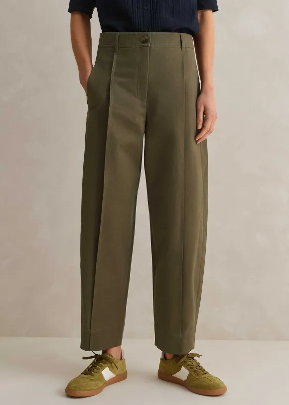 Cotton-Blend Tapered Pleat Trouser