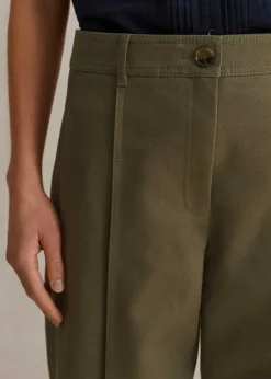 Cotton-Blend Tapered Pleat Trouser