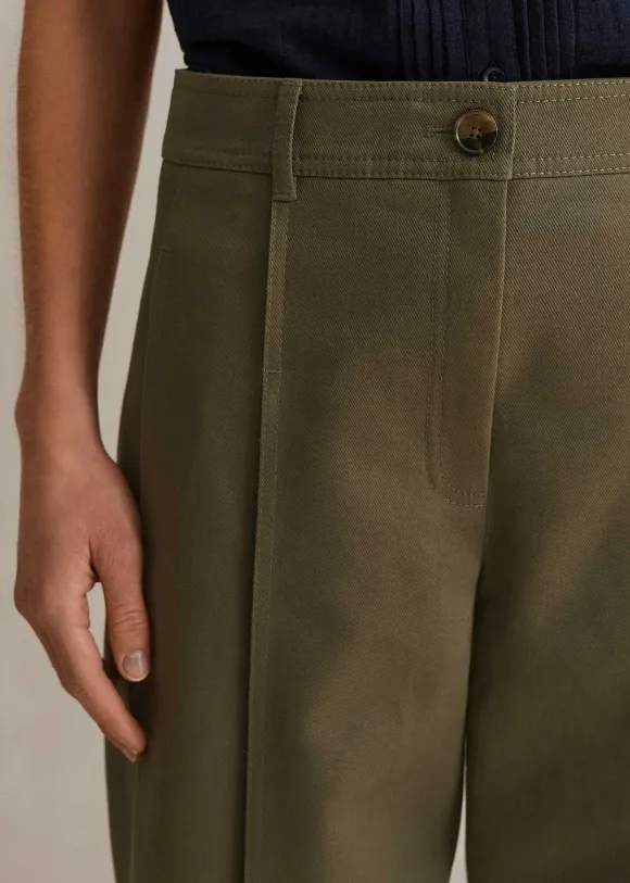 Cotton-Blend Tapered Pleat Trouser