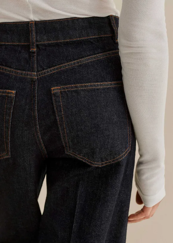 Crease Front Turn Up Wide-Leg Jean