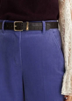 Croc-Embossed Leather Belt