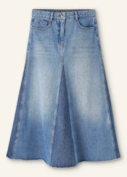 Denim Insert Midi Skirt