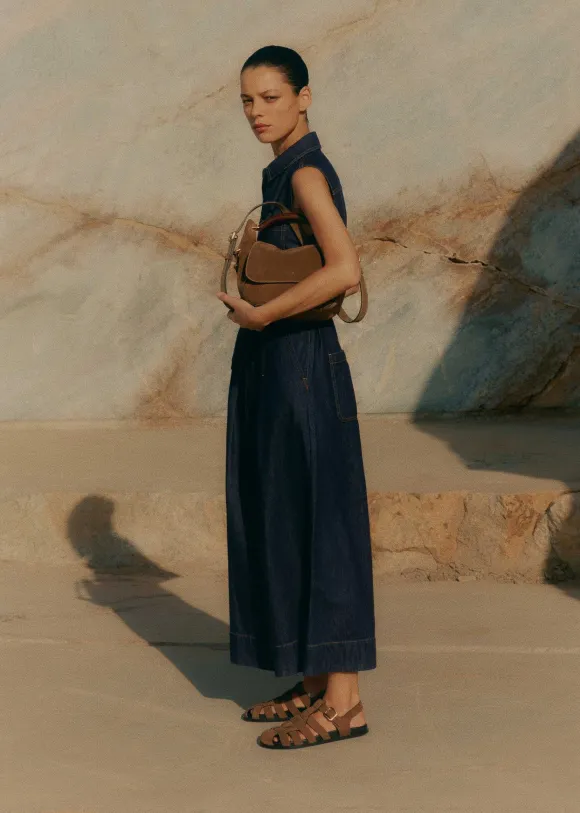 Denim Wide-Leg Crop Jumpsuit