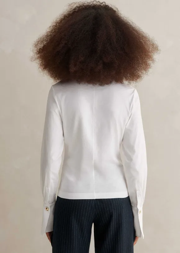 Feature Button Crew Neck Layering Shirt