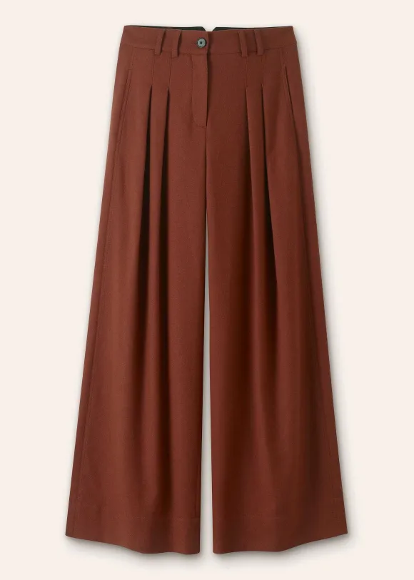Flannel High-Waisted Wide-Leg Trouser