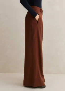 Flannel High-Waisted Wide-Leg Trouser