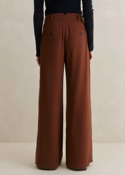 Flannel High-Waisted Wide-Leg Trouser