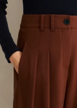 Flannel High-Waisted Wide-Leg Trouser