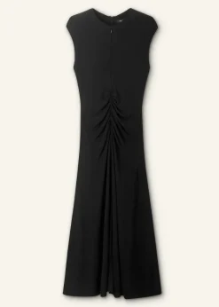 Fluid Crepe Cap Sleeve Midi Dress