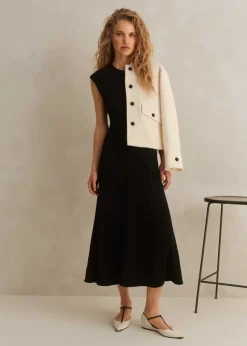 Fluid Crepe Cap Sleeve Midi Dress