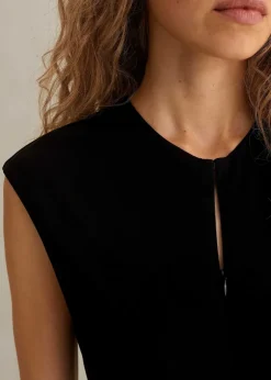 Fluid Crepe Cap Sleeve Midi Dress