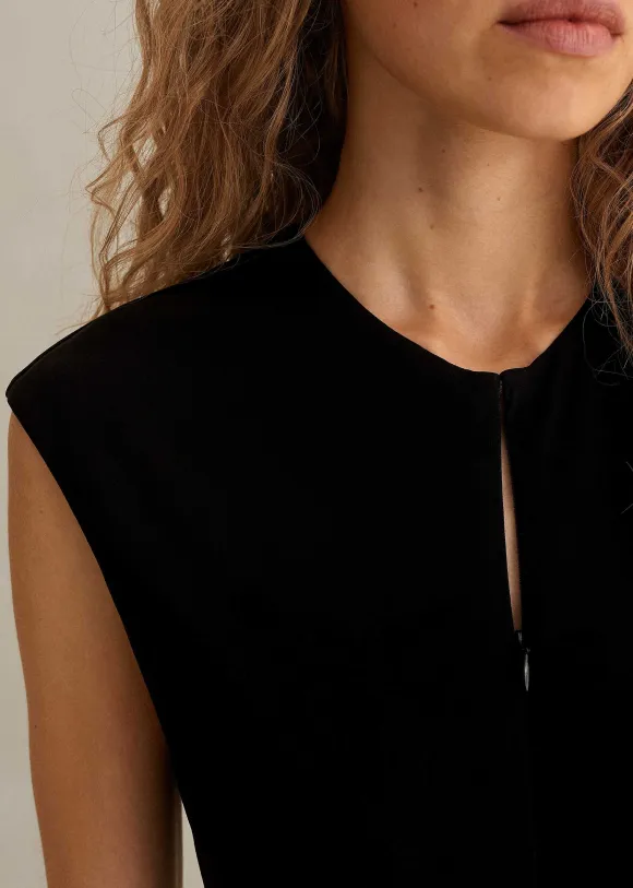 Fluid Crepe Cap Sleeve Midi Dress