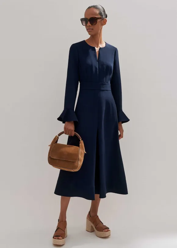 Fluid Crepe Elegant Midi Dress