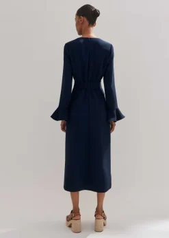 Fluid Crepe Elegant Midi Dress