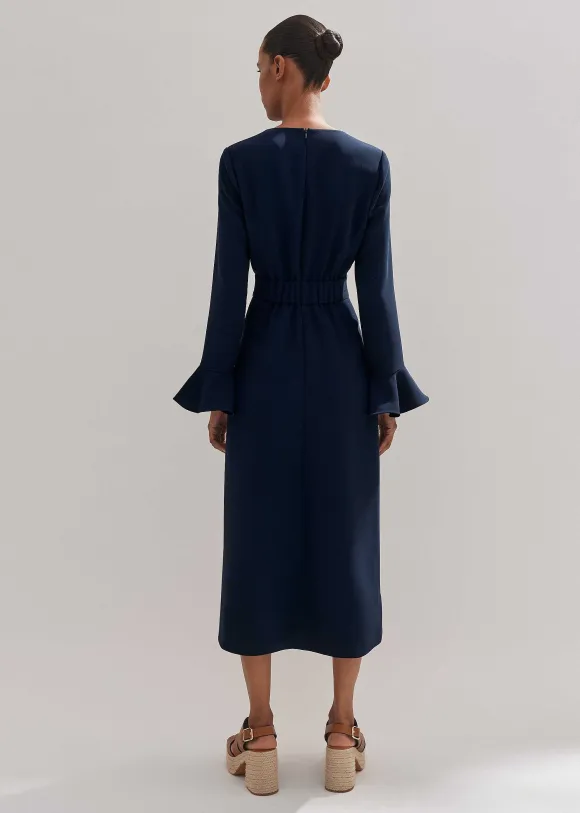 Fluid Crepe Elegant Midi Dress