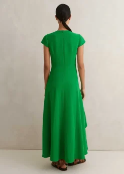 Fluid Crepe Volant Statement Maxi Dress