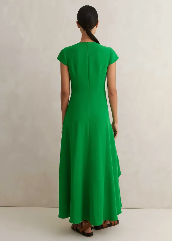 Fluid Crepe Volant Statement Maxi Dress