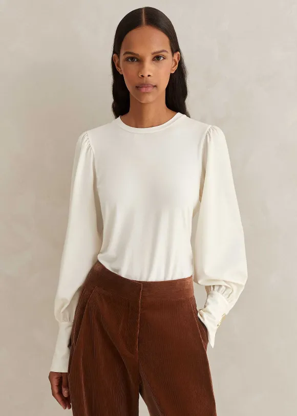 Fluid Satin Crew Neck Layering Blouse