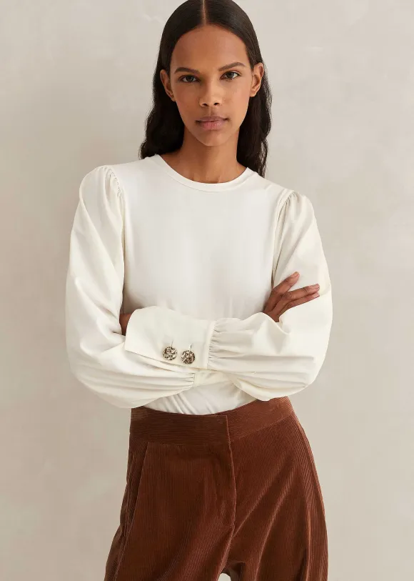 Fluid Satin Crew Neck Layering Blouse