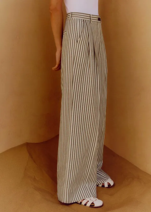 Fluid Stripe Straight-Leg Trouser