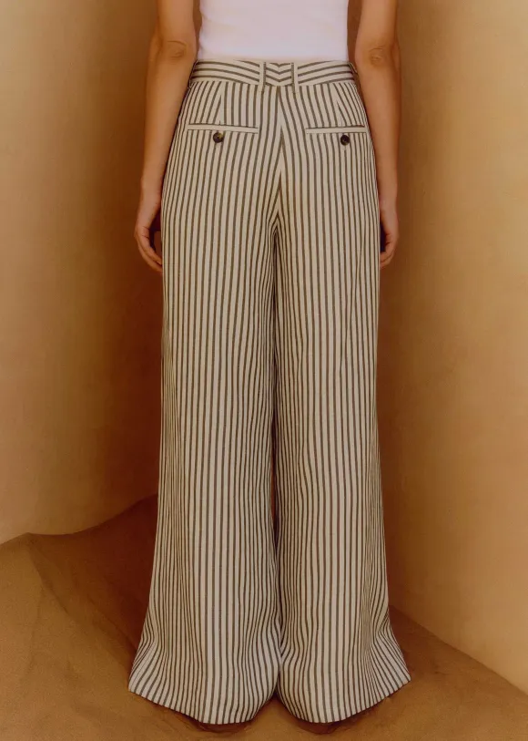 Fluid Stripe Straight-Leg Trouser