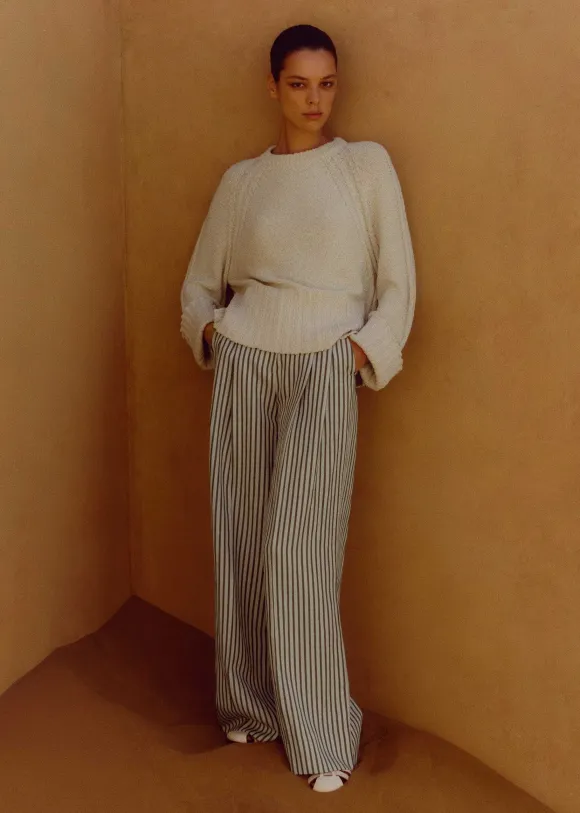 Fluid Stripe Straight-Leg Trouser