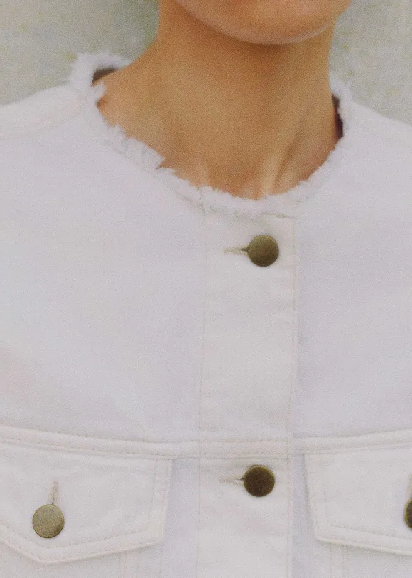 Frayed Edge Denim Crop Jacket