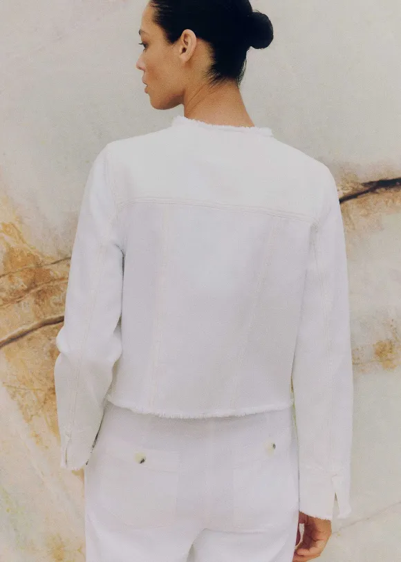 Frayed Edge Denim Crop Jacket