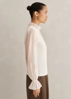 Frill Neck Scallop Detail Layering Blouse