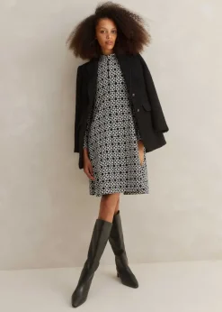 Graphic Jacquard Ponte Swing Dress