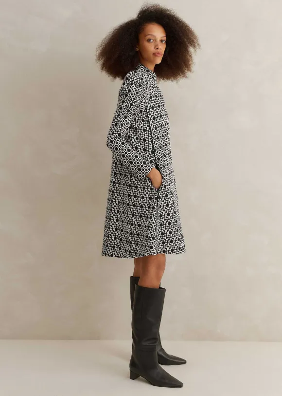 Graphic Jacquard Ponte Swing Dress