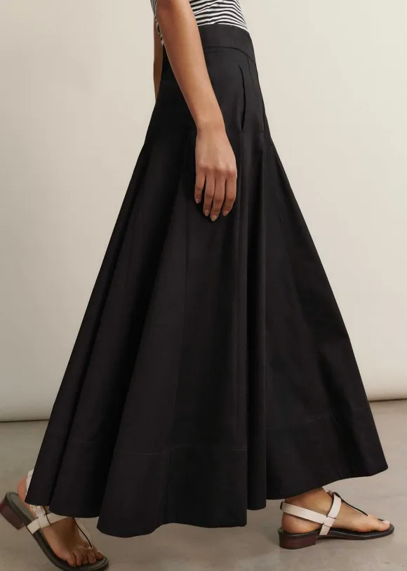 Heavy Cotton Sateen Maxi Skirt