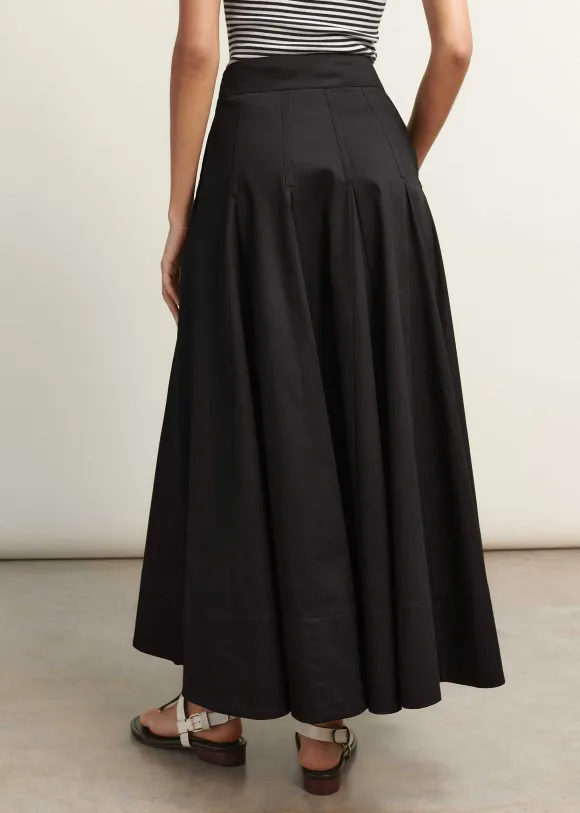 Heavy Cotton Sateen Maxi Skirt