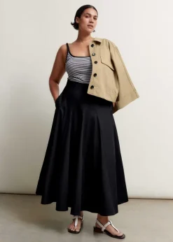 Heavy Cotton Sateen Maxi Skirt