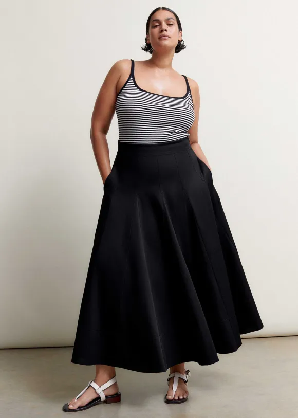 Heavy Cotton Sateen Maxi Skirt