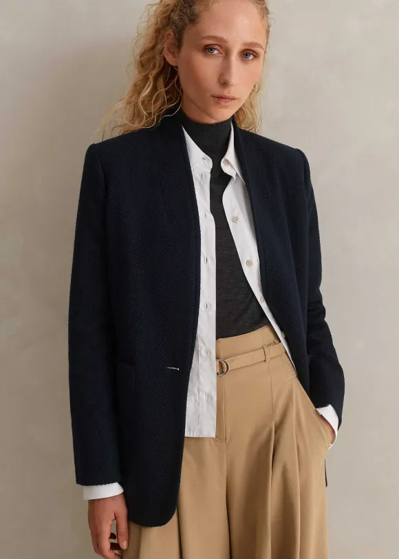 Herringbone Deconstructed Cardigan Blazer