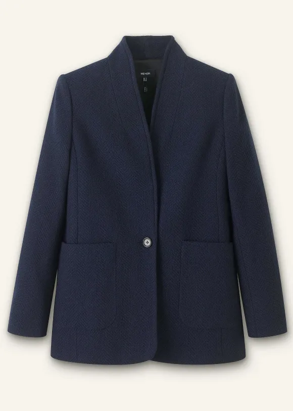 Herringbone Deconstructed Cardigan Blazer