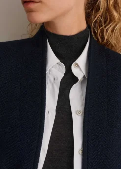 Herringbone Deconstructed Cardigan Blazer