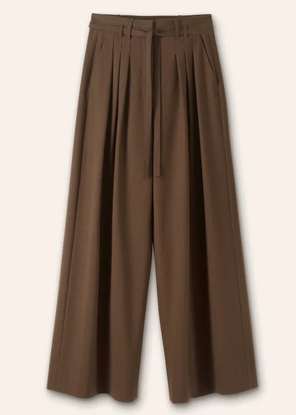 High Waisted Multi Pleat Trouser + Belt