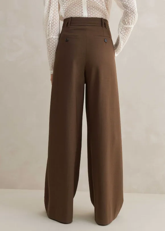 High Waisted Multi Pleat Trouser + Belt