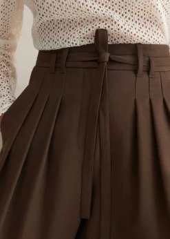 High Waisted Multi Pleat Trouser + Belt