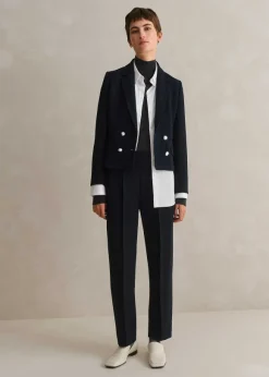 High Waisted Slim Cropped Trouser Suit